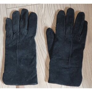 Aris Black Suede Gloves Mens Medium Knit Lined Winter Warm Formal Dress Gloves